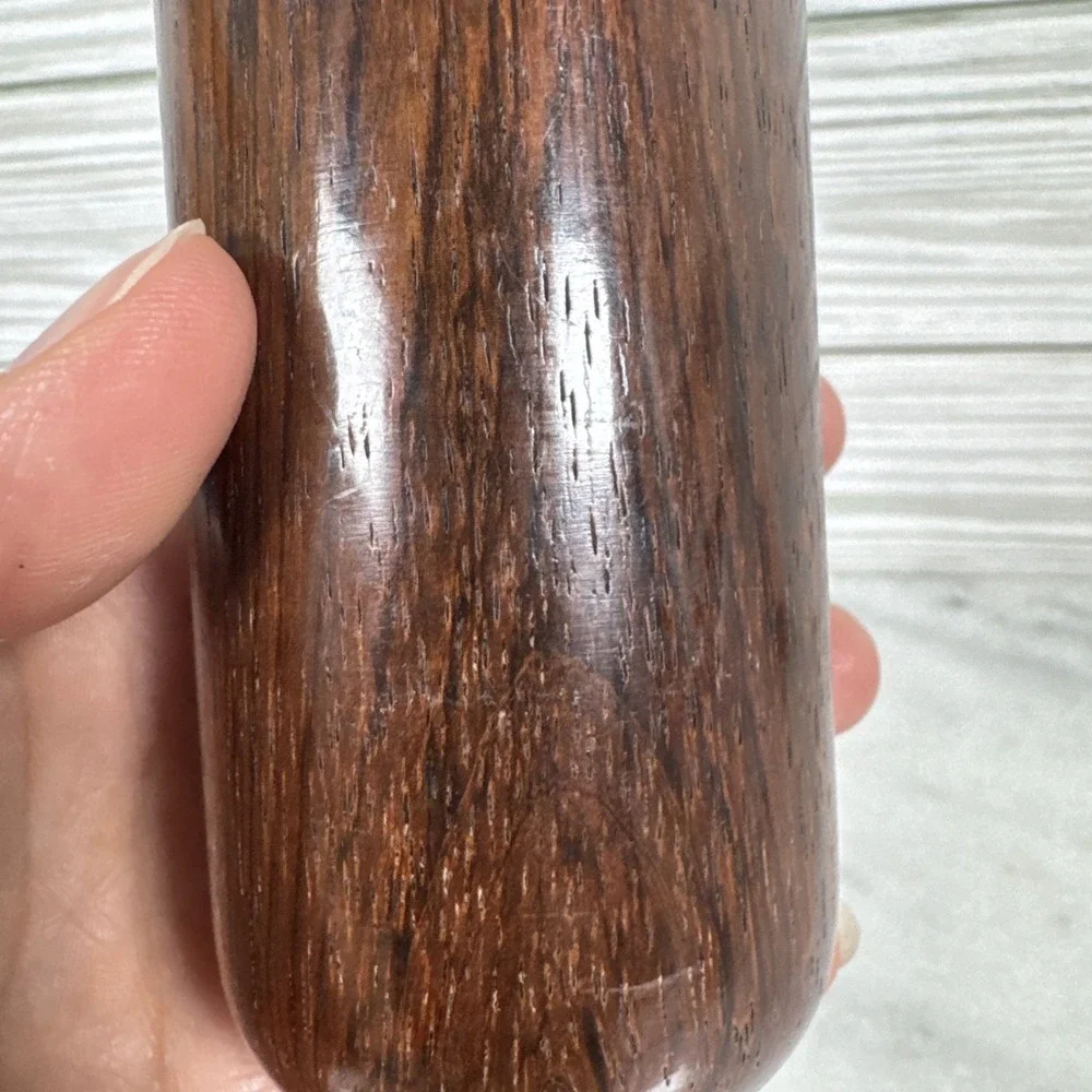 Handcrafted Hand Turned Cover Wood Toothpick Holder. Signed